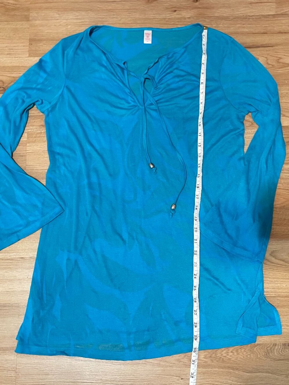 turquoise long-sleeve tunic top